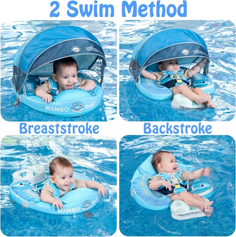 AnjeeIOT Mambobaby Float with Canopy Baby Float Non-Inflatable Baby Pool Float with Tail Never Flip Over Smart Swim Float for Infant 3-24 Months, Dinosaurs - Image 3